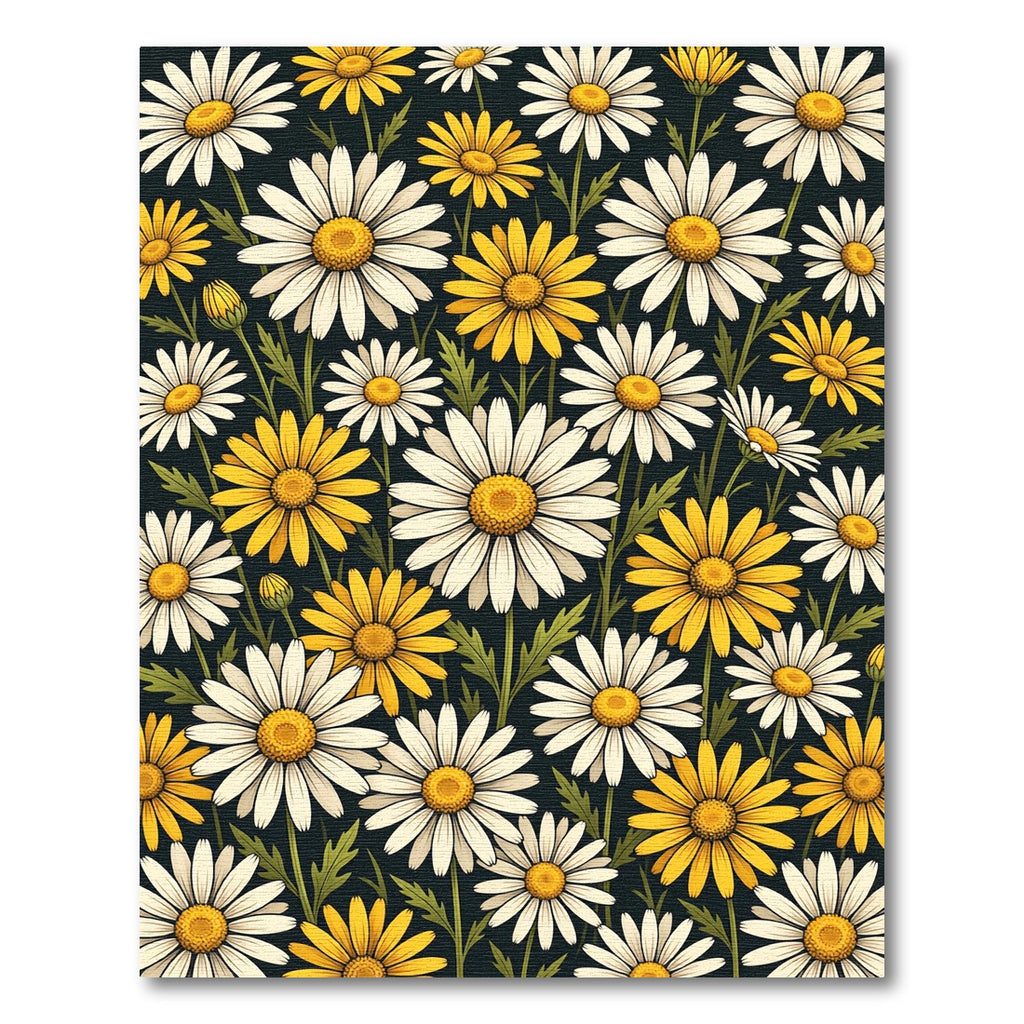 Vibrant Yellow and White Daisy Field Rug