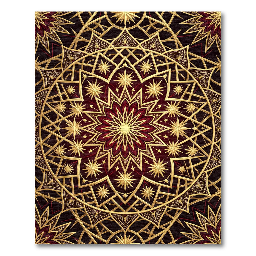 Golden Celestial Starry Medallion Rug