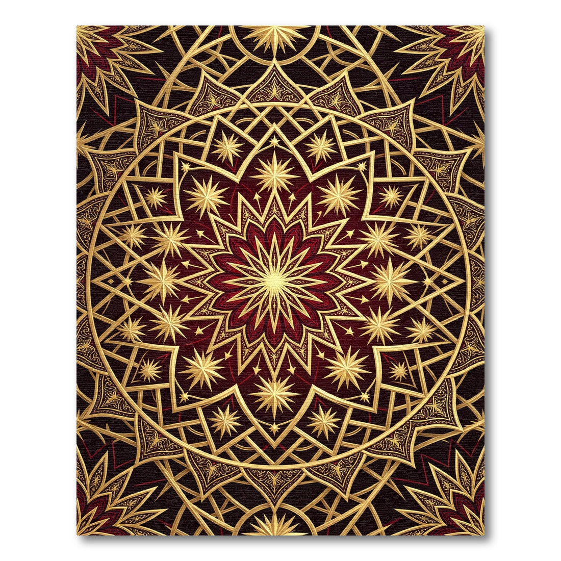 Golden Celestial Starry Medallion Rug