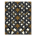 Black Gold Lattice Floral Medallion Rug