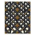 Black Gold Lattice Floral Medallion Rug