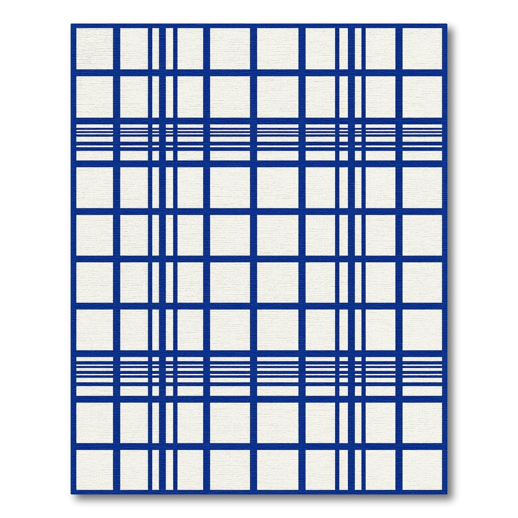 Bold Navy Blue Grid Plaid Area Rug