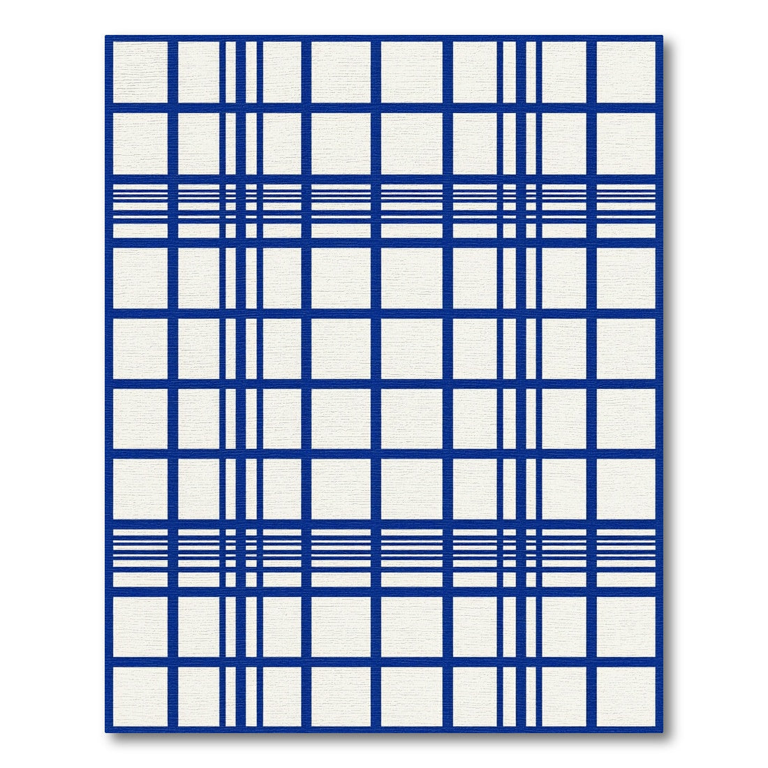 Bold Navy Blue Grid Plaid Area Rug