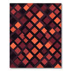 Bold Crimson Geometric Diamond Grid Rug