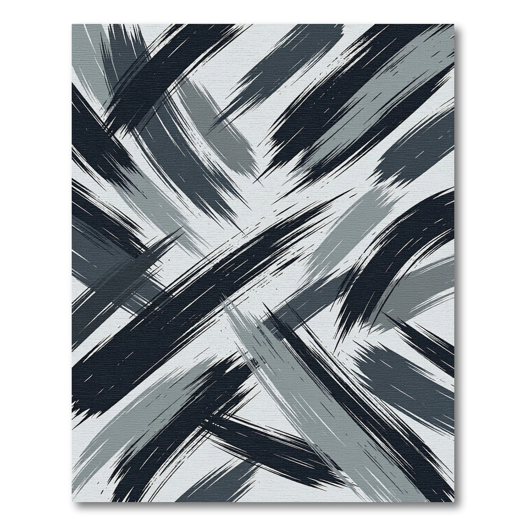 Charcoal Gray Brush Stroke Overlay Rug