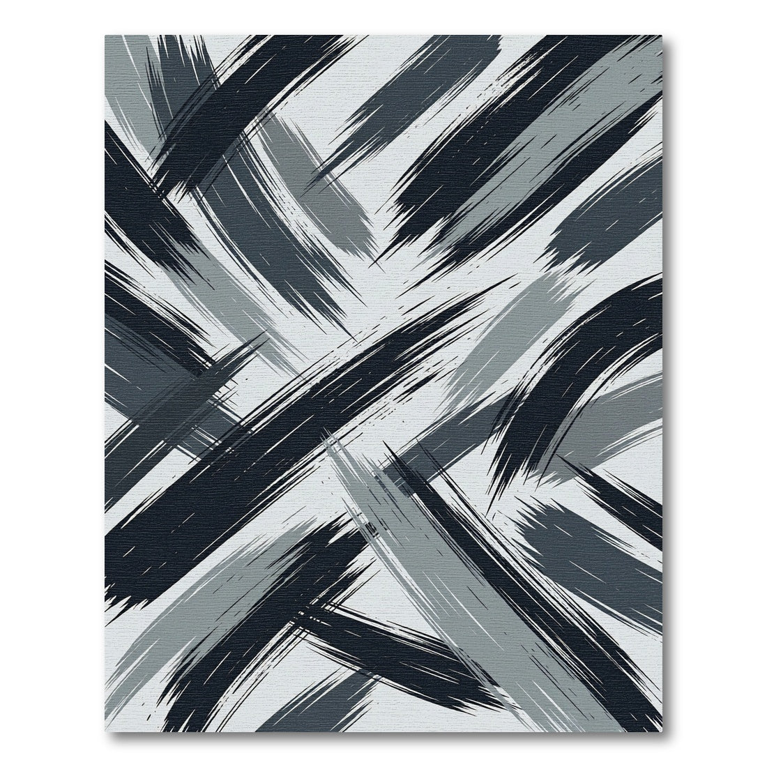 Charcoal Gray Brush Stroke Overlay Rug