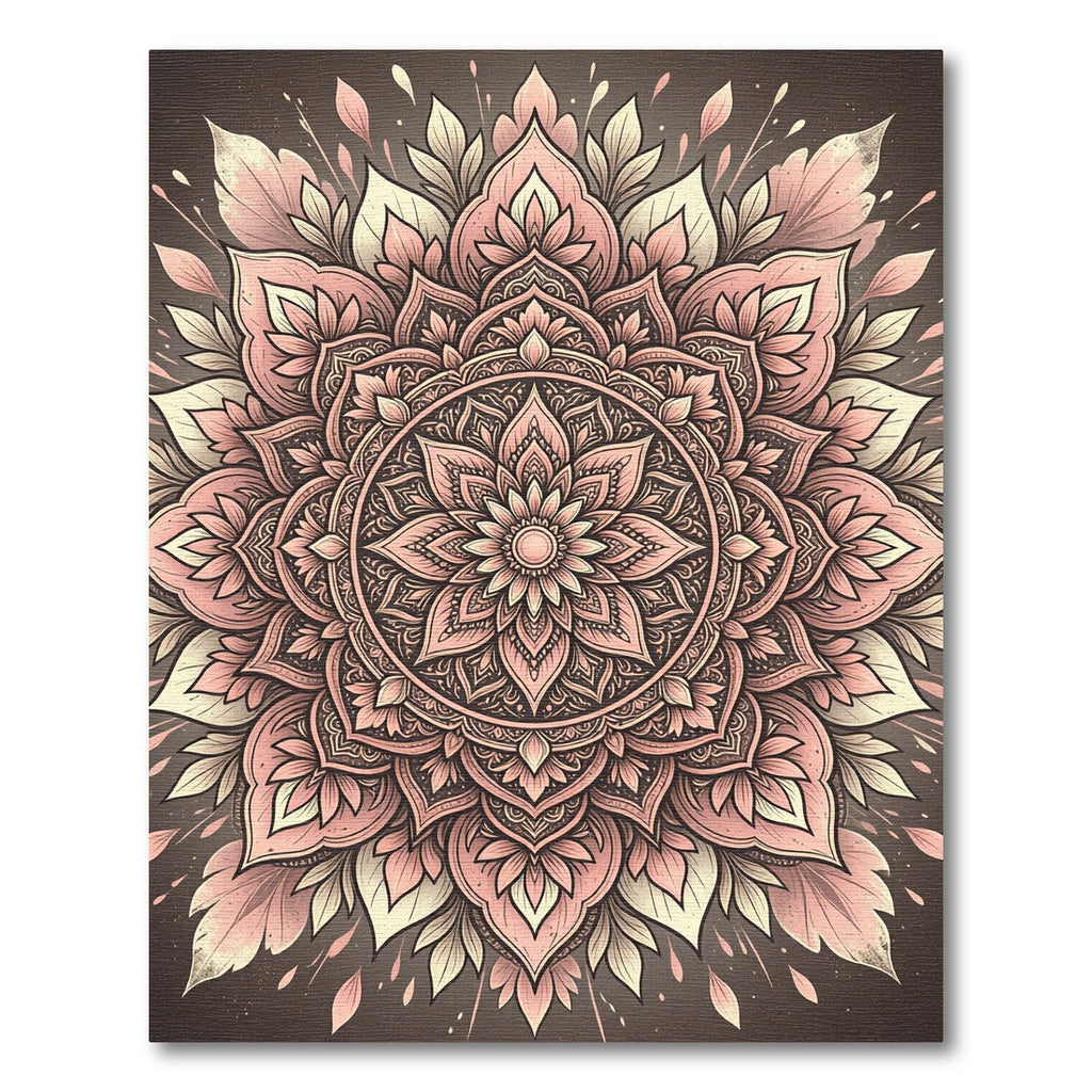Blushing Pink Floral Petal Mandala Rug