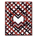 Geometric Crimson and Black Interlocking Lattice Rug