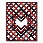Geometric Crimson and Black Interlocking Lattice Rug