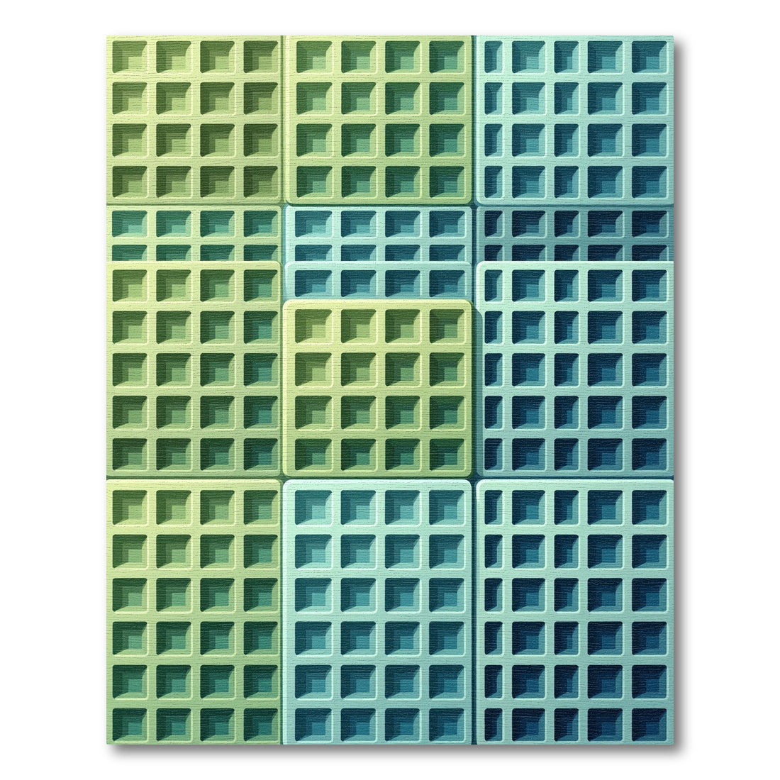 Gradient Grid Textured Square Mosaic Rug