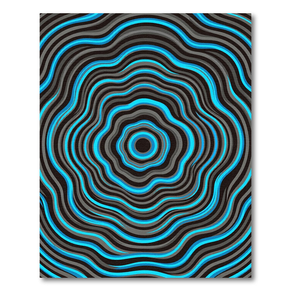 Electric Blue Rippling Concentric Circular Rug