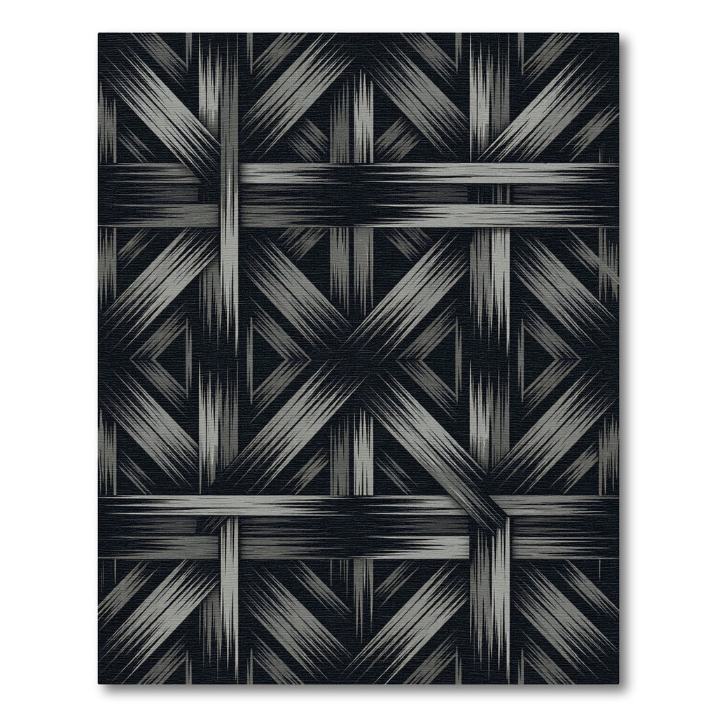 Monochrome Interwoven Diamond Geometric Rug
