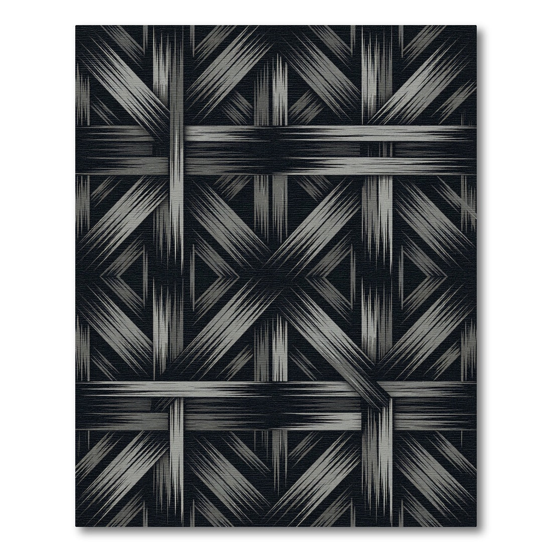 Monochrome Interwoven Diamond Geometric Rug