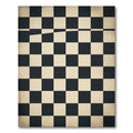 Distressed Monochrome Checkered Grid Minimalist Rug