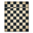 Distressed Monochrome Checkered Grid Minimalist Rug