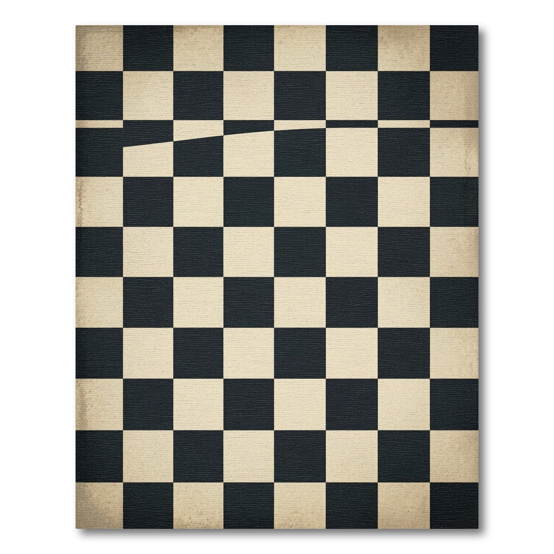 Distressed Monochrome Checkered Grid Minimalist Rug