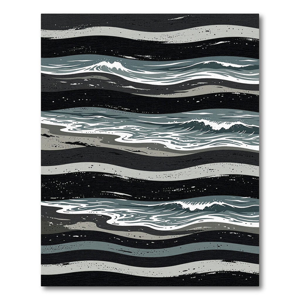 Abstract Monochrome Coastal Waves Rug