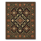 Ornate Copper Floral Diamond Botanical Rug