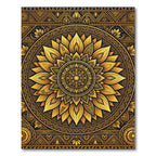 Golden Sunburst Mandala Geometric Art Rug