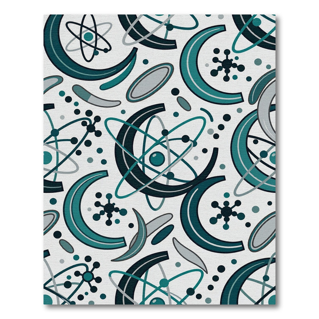 Teal Gray Atomic Orbit Elements Rug