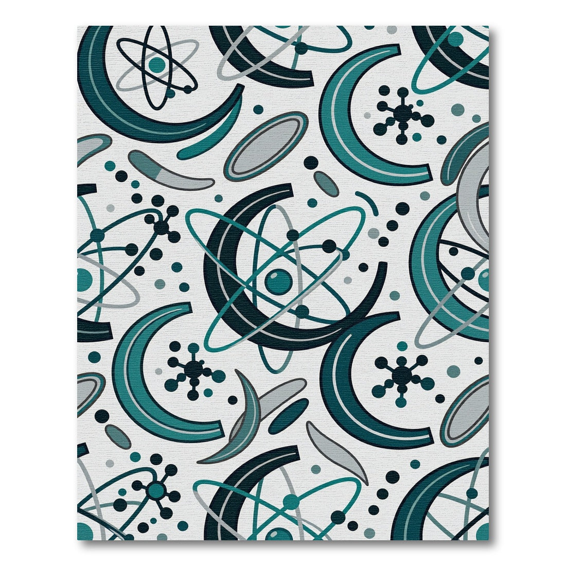 Teal Gray Atomic Orbit Elements Rug