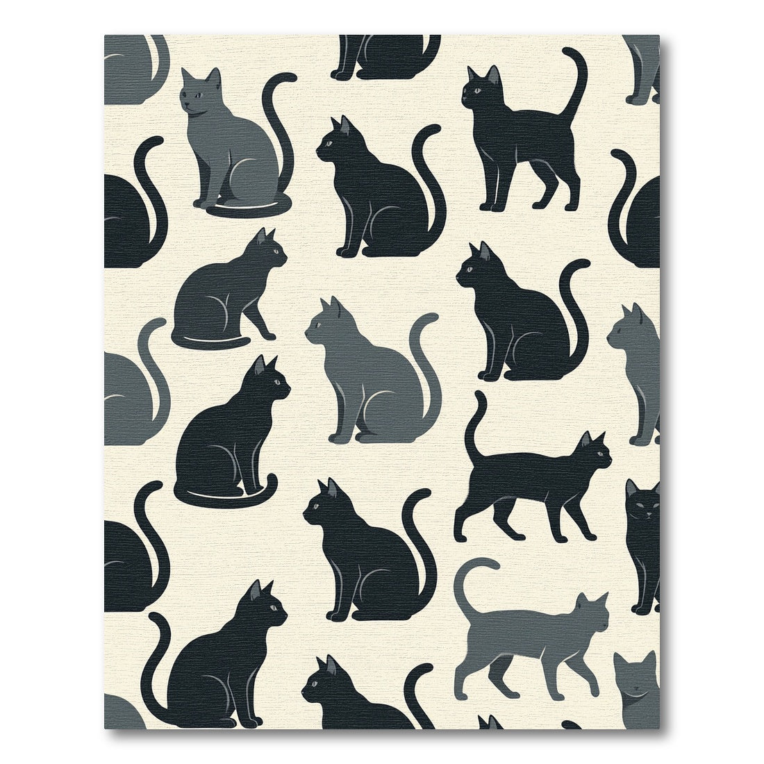 Charcoal Gray Sitting Feline Collection Rug