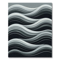 Modern Gray Layered Wave Composition Rug