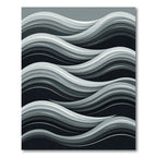 Modern Gray Layered Wave Composition Rug