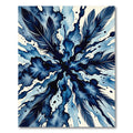 Navy Watercolor Feather Burst Abstract Rug