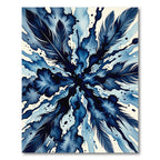 Navy Watercolor Feather Burst Abstract Rug