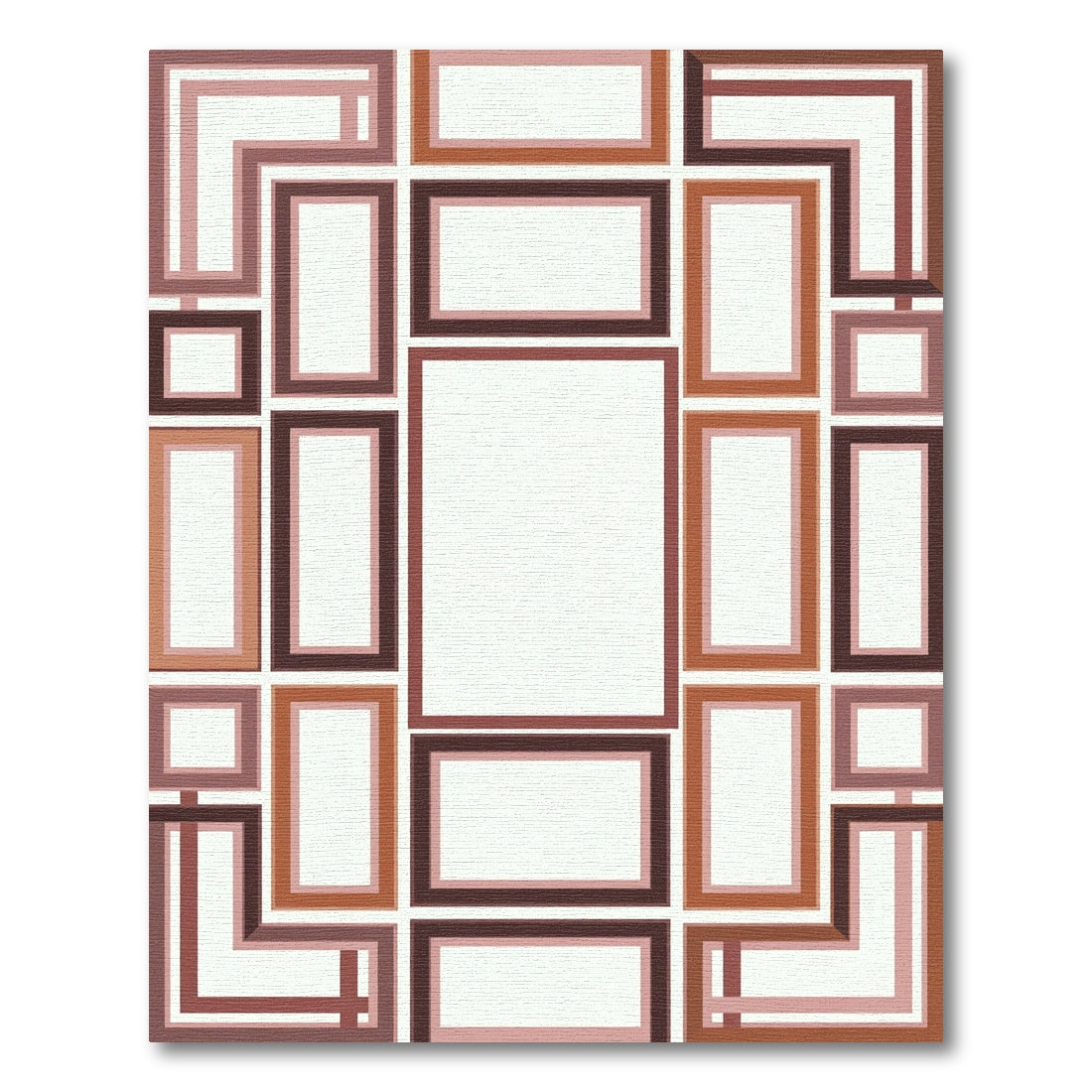 Terracotta Muted Rectangular Layered Composition Rug