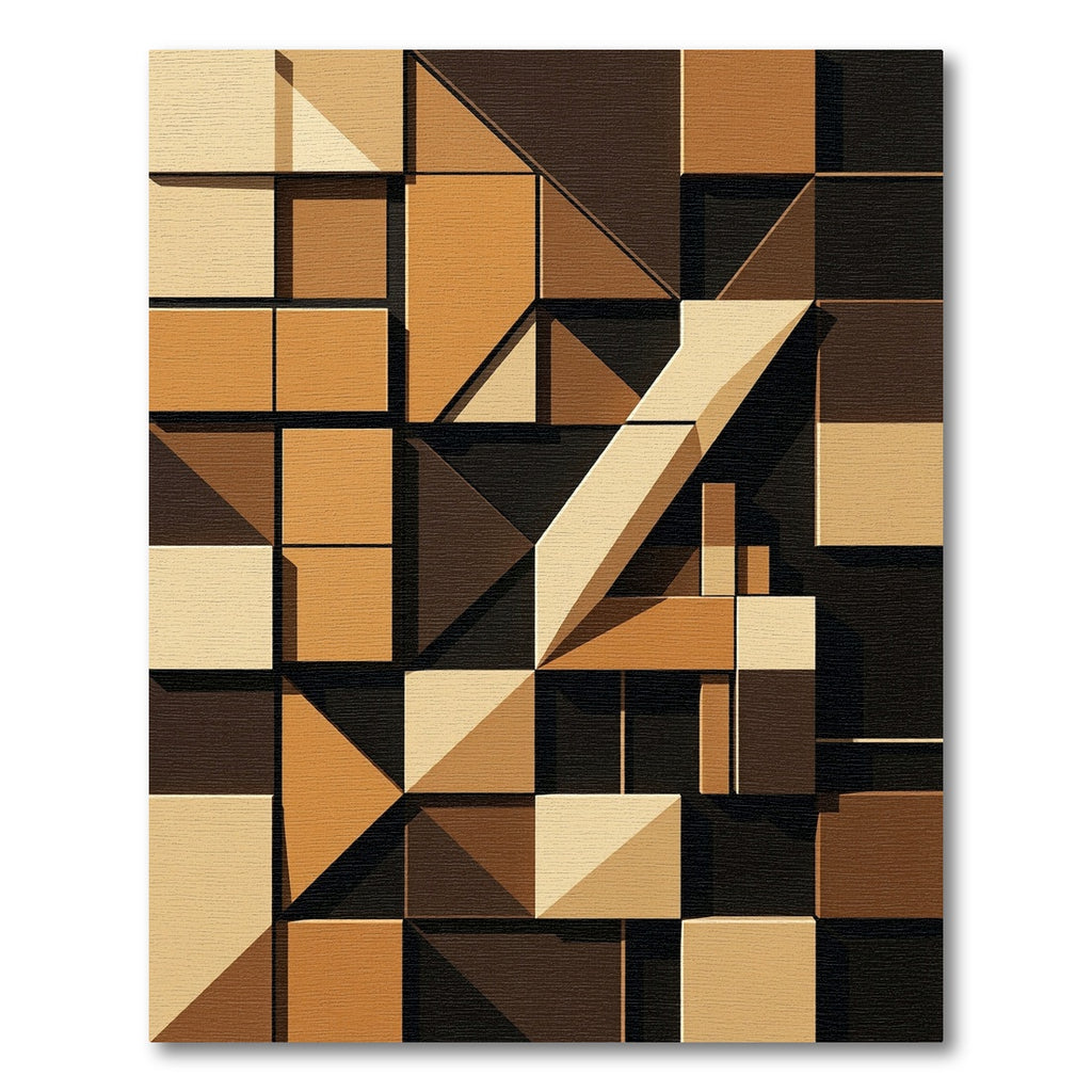 Brown Tones Geometric Composition Rug