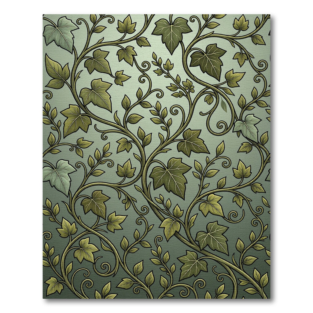 Elegant Sage Green Cascading Ivy Vines Rug