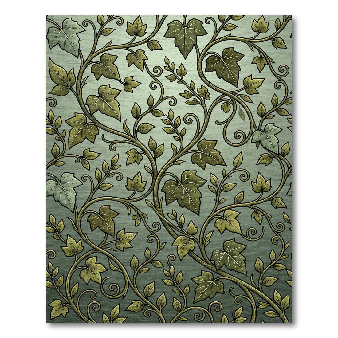 Elegant Sage Green Cascading Ivy Vines Rug