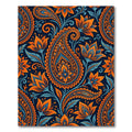 Vibrant Orange Blue Paisley Floral Rug