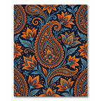Vibrant Orange Blue Paisley Floral Rug