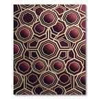 Luxurious Maroon Gold Geometric Octagon Rug