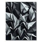 Monochromatic Origami Cranes Geometric Composition Rug