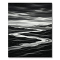 Monochromatic Winding River Landscape Contrast Rug