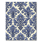 Sophisticated Navy Blue Damask Scroll Rug