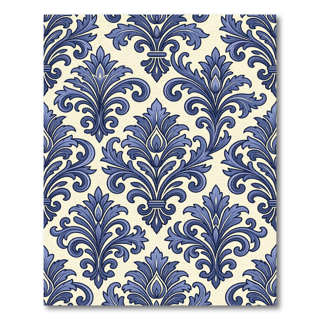 Sophisticated Navy Blue Damask Scroll Rug