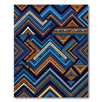 Vibrant Blue Orange Geometric Tribal Zigzag Rug