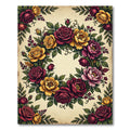 Lush Crimson and Gold Floral Wreath Rug