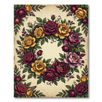 Lush Crimson and Gold Floral Wreath Rug
