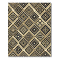 Gold Geometric Diamond Monochrome Folk Art Rug