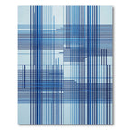 Linear Blue Abstract Grid Art Rug
