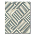 Modern Slate Blue Angular Linear Geometric Rug