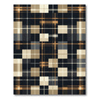 Modern Navy Ochre Grid Plaid Rug