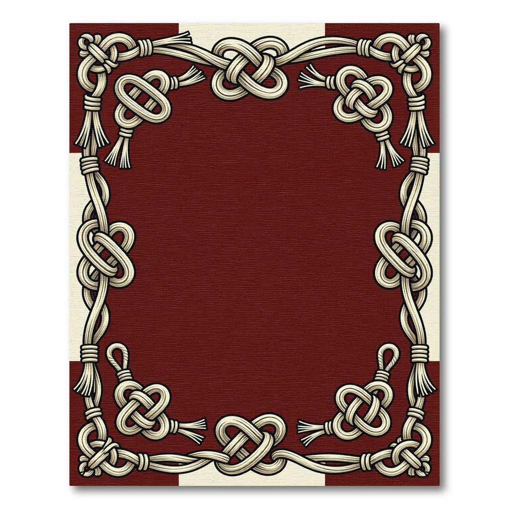 Crimson Cream Celtic Knot Border Rug