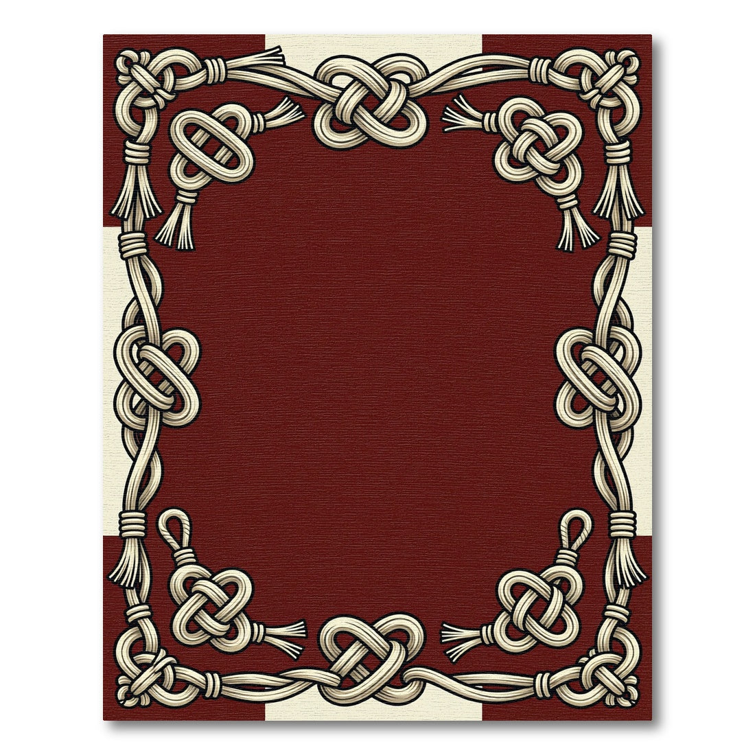 Crimson Cream Celtic Knot Border Rug